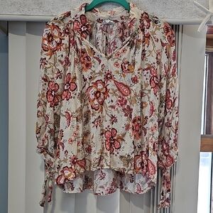 Nicole Miller Floral Blouse - Pink and Cream